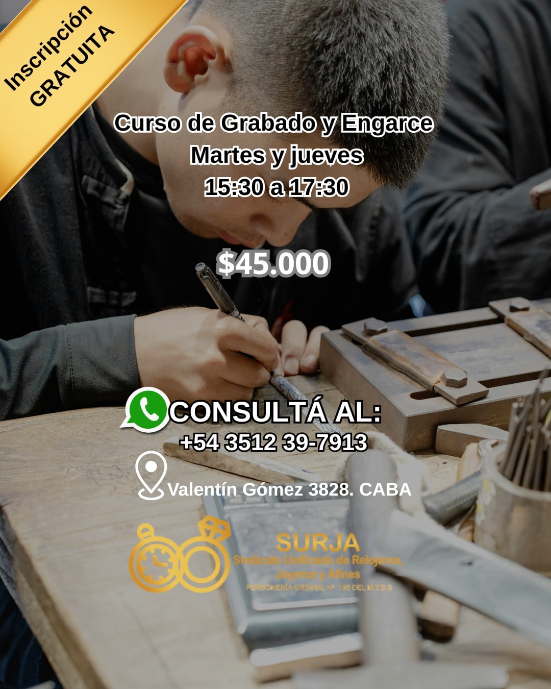 Banner del curso de joyería y relojería de SURJA